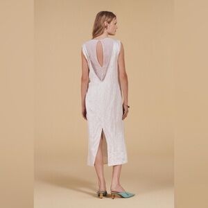 Zara Wrinkled Midi Dress Limited Edition High Neckline Sleeveless XS White